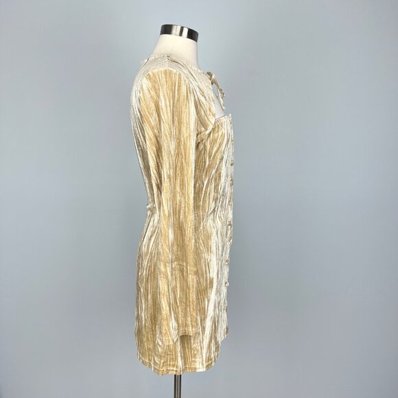 Emory Park Womens Long Sleeve Mini Dress Front Cutout Velvety Tan size Small - Picture 7 of 14
